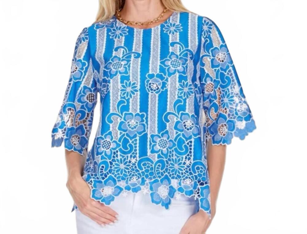 NEW JADE livia bellflower lace top in blue